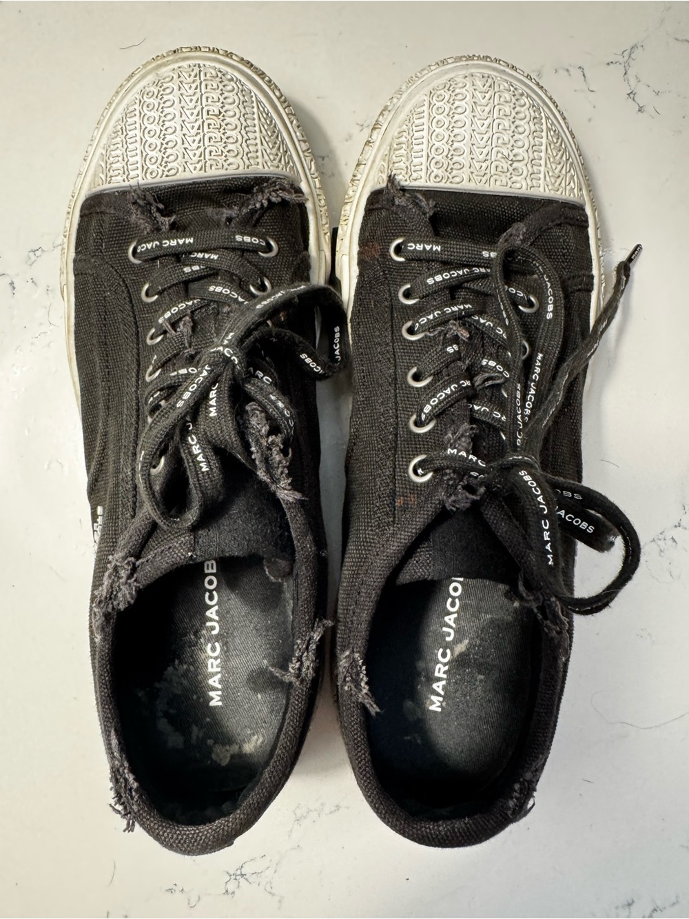 Marc Jacobs “The Sneaker” Platform Canvas Sneakers – Black